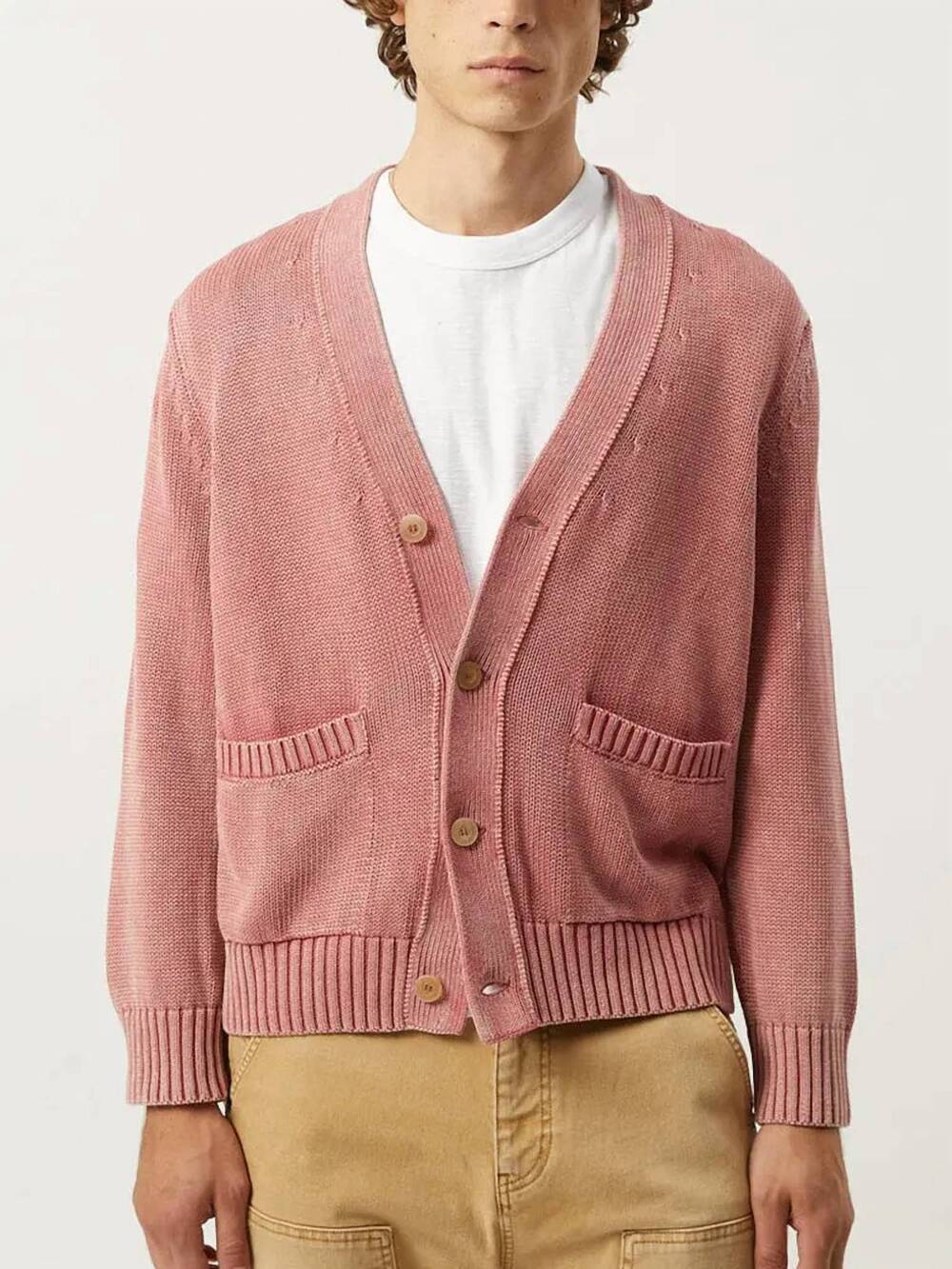 NEW CORRIDOR acid wash cardigan in red
